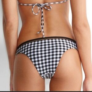 NWT SEAFOLLY Brazilian La Belle Cut-Out Trim Swim Bottoms Black White US 6 AU 10